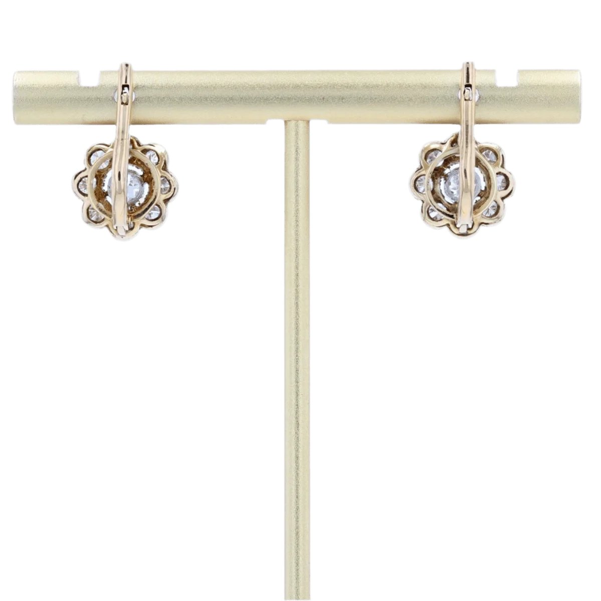 Boucles d'oreilles Clips en or jaune, platine et diamants - Image 4