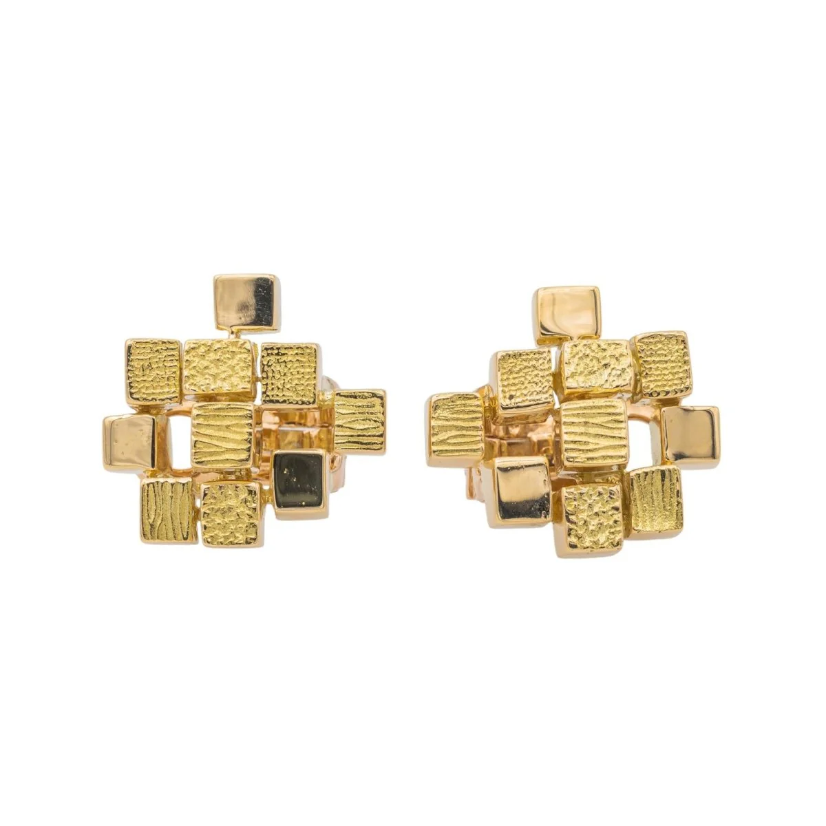 Boucles d'oreilles Clip MAUBOUSSIN par GEORGES LENFANT "Cube" en or jaune