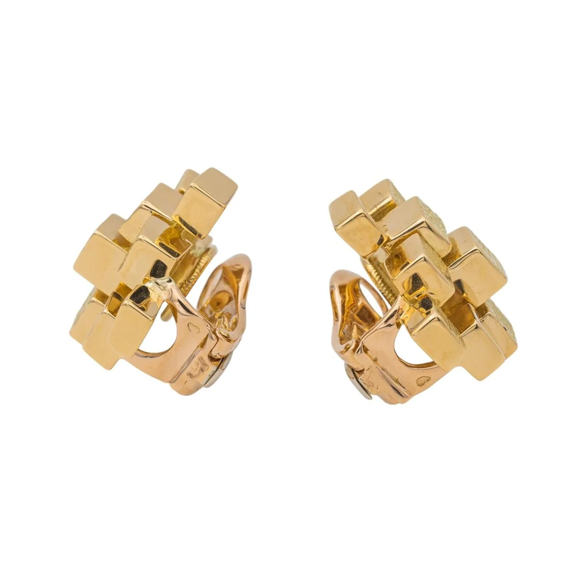 Boucles d'oreilles Clip MAUBOUSSIN par GEORGES LENFANT "Cube" en or jaune - Image 3