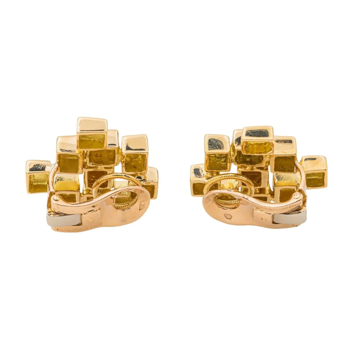 Boucles d'oreilles Clip MAUBOUSSIN par GEORGES LENFANT "Cube" en or jaune - Image 4