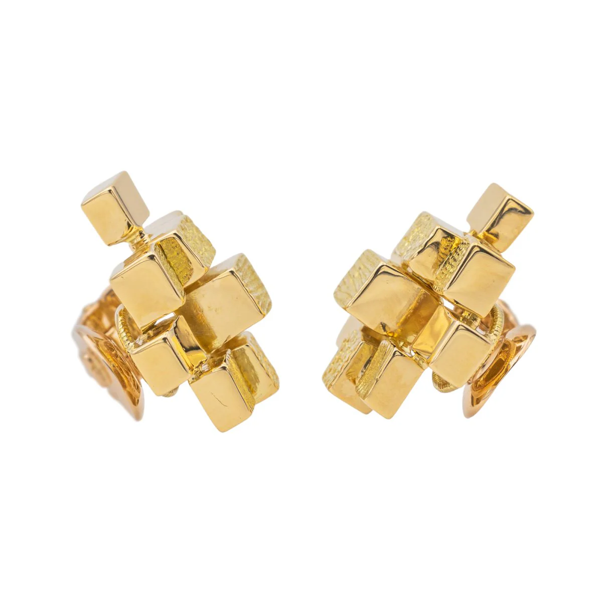 Boucles d'oreilles Clip MAUBOUSSIN par GEORGES LENFANT "Cube" en or jaune - Image 5