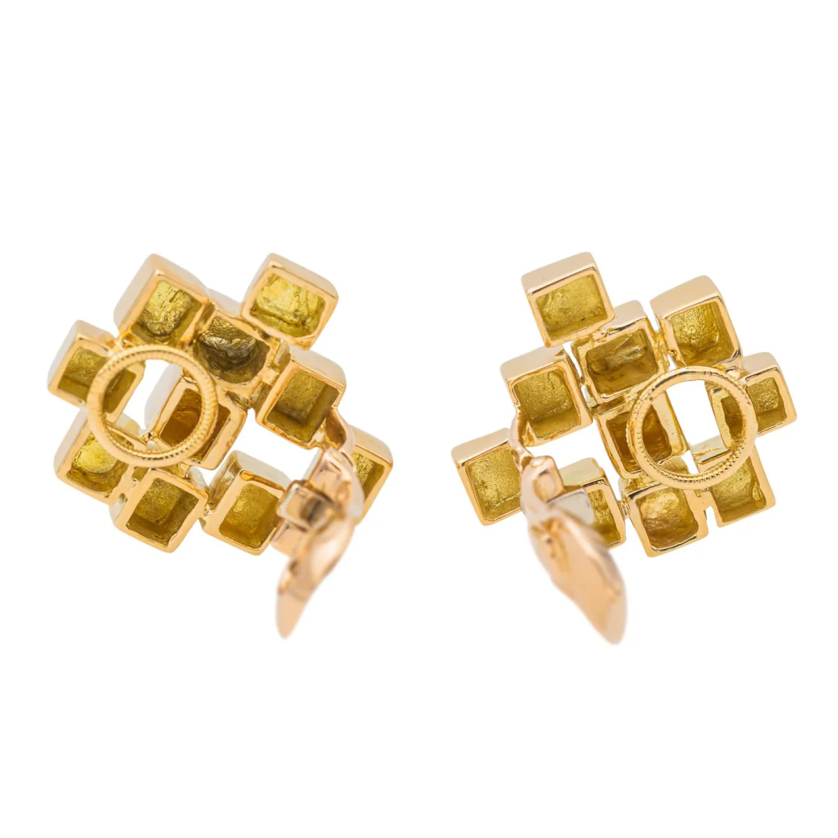 Boucles d'oreilles Clip MAUBOUSSIN par GEORGES LENFANT "Cube" en or jaune - Image 6