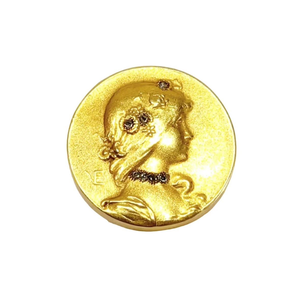 Bouton de plastron EMILE VERNIER en or jaune et diamants