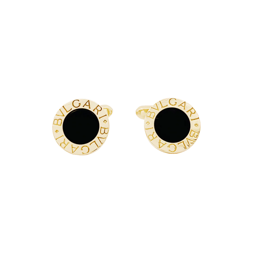 Boutons de manchette BULGARI "Bulgari Bulgari" en or jaune et onyx
