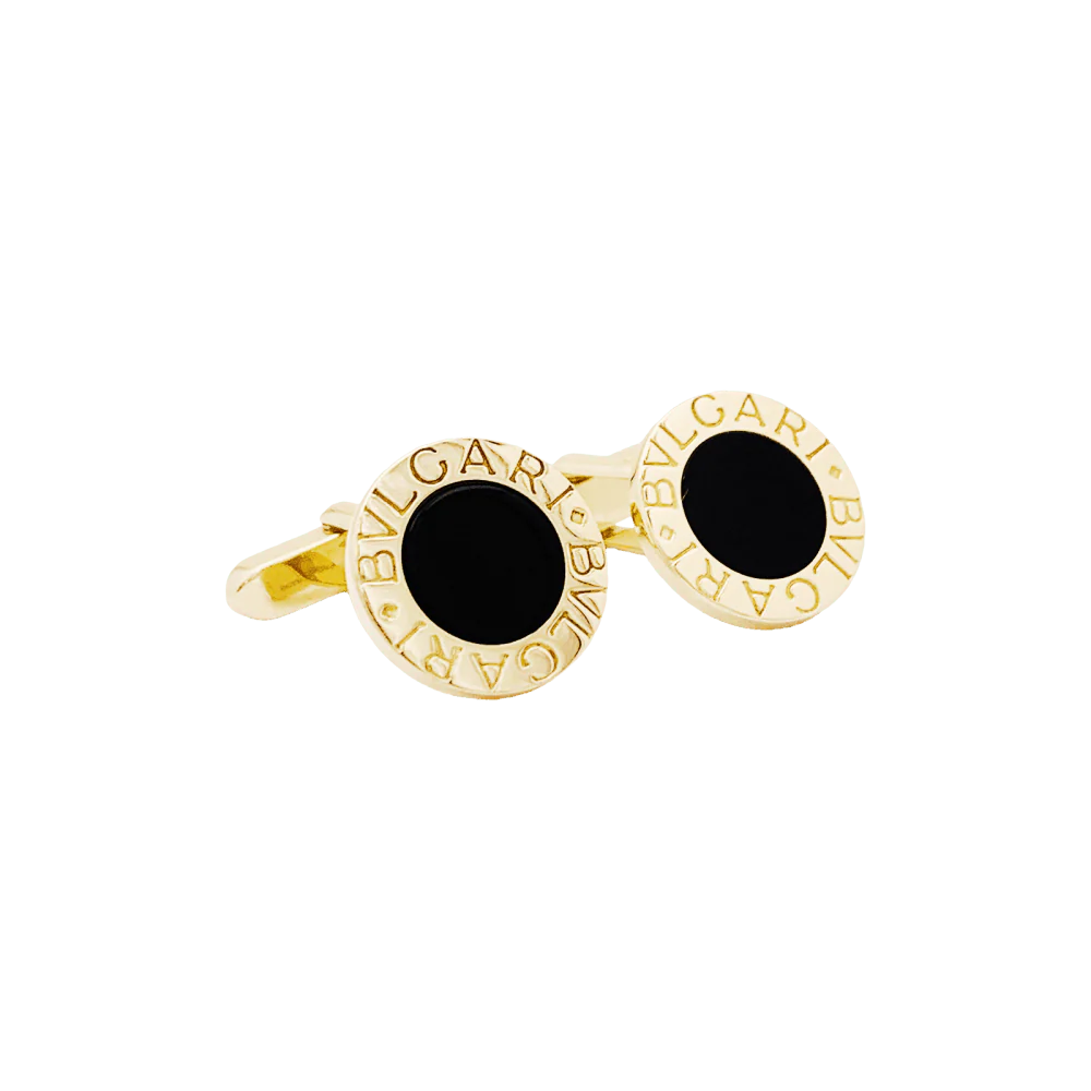 Boutons de manchette BULGARI "Bulgari Bulgari" en or jaune et onyx - Image 2