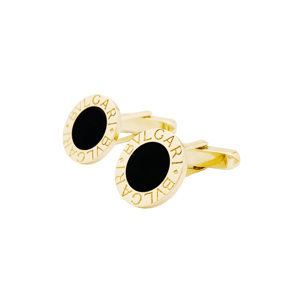 Boutons de manchette BULGARI "Bulgari Bulgari" en or jaune et onyx - Image 3