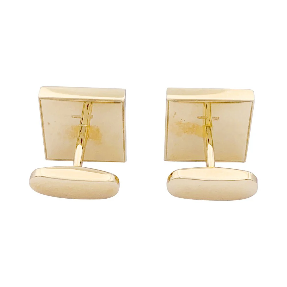 Boutons de manchette Bulgari "Quadrato" or jaune, onyx. - Image 4