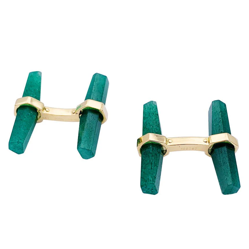 Boutons de manchette Cartier en or jaune, acier, onyx et aventurine - Image 10