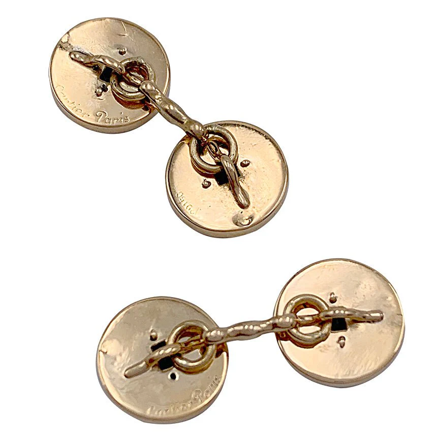 Boutons de manchette Cartier en or jaune, saphirs - Image 3