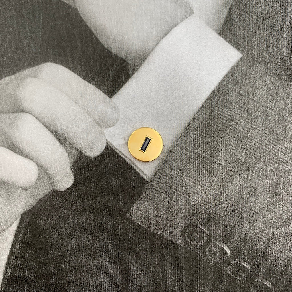 Boutons de manchette Cartier en or jaune, saphirs - Image 4