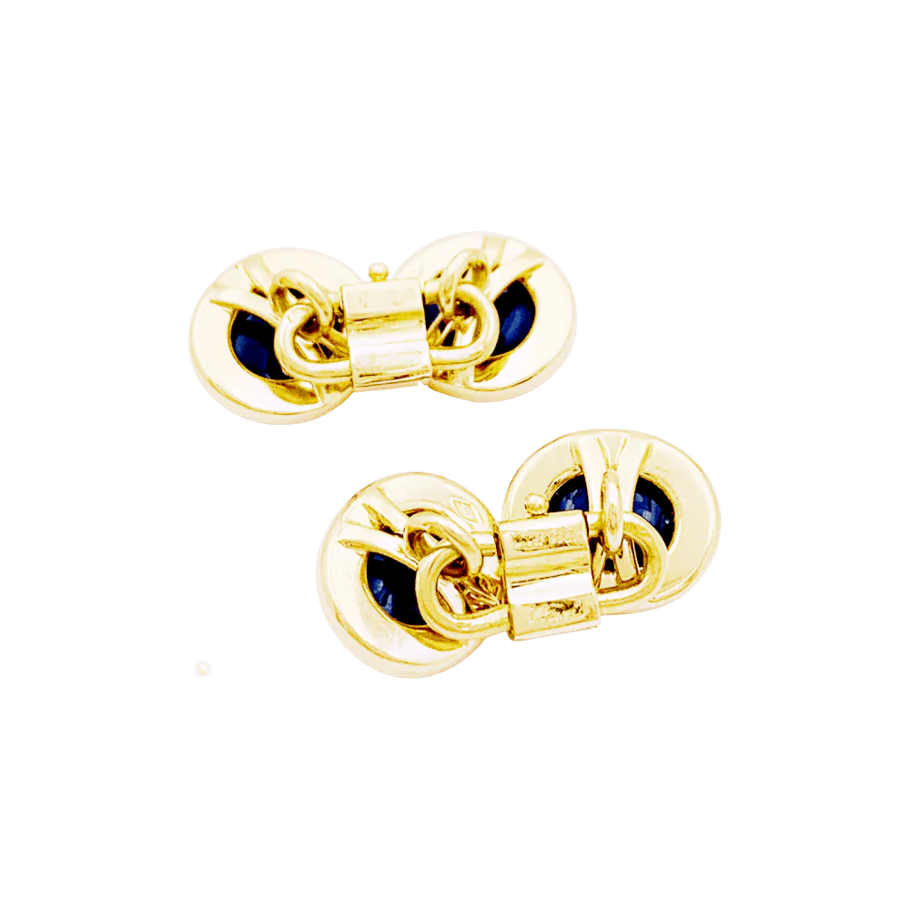 Boutons de manchette CARTIER en or jaune et saphirs - Image 4