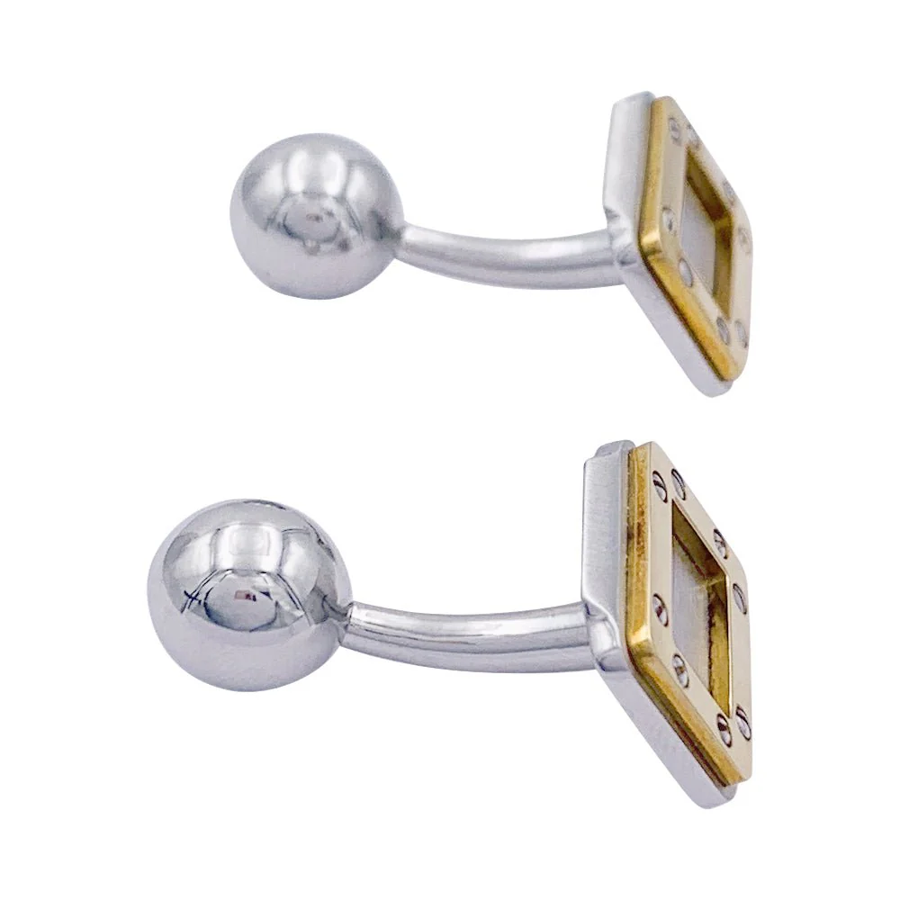 Boutons de manchette Cartier, "Santos Dumont", or et acier. - Image 4