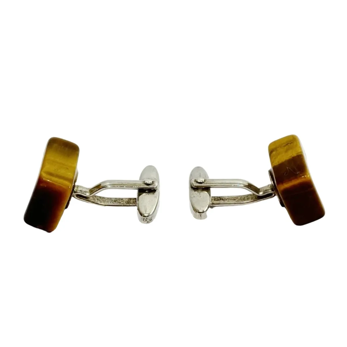 Boutons de manchette en argent et oeil-de-tigre - Image 2