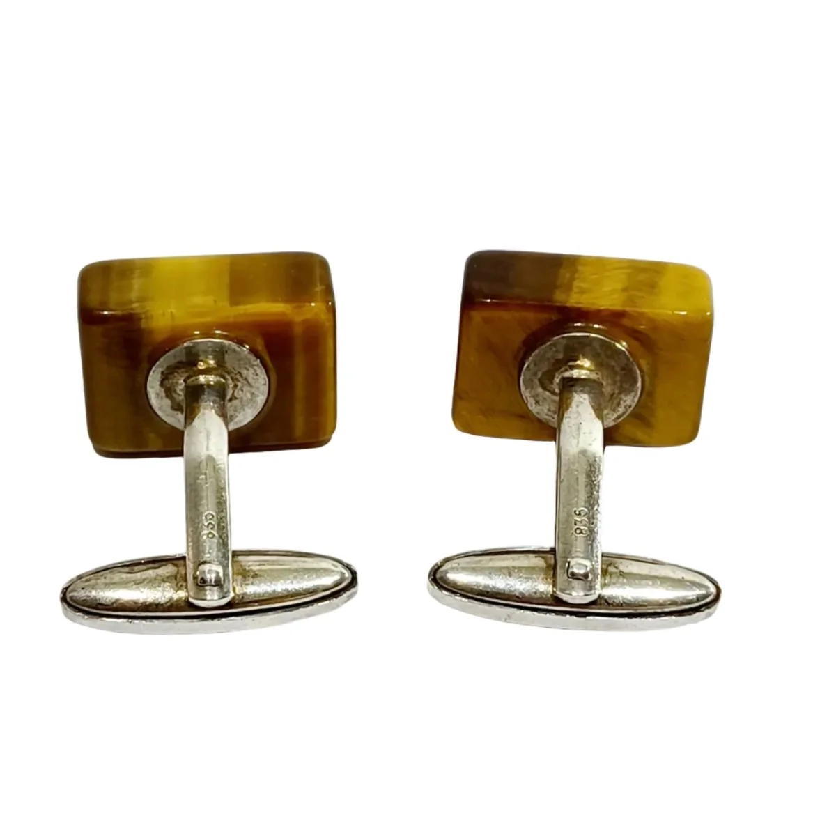 Boutons de manchette en argent et oeil-de-tigre - Image 3