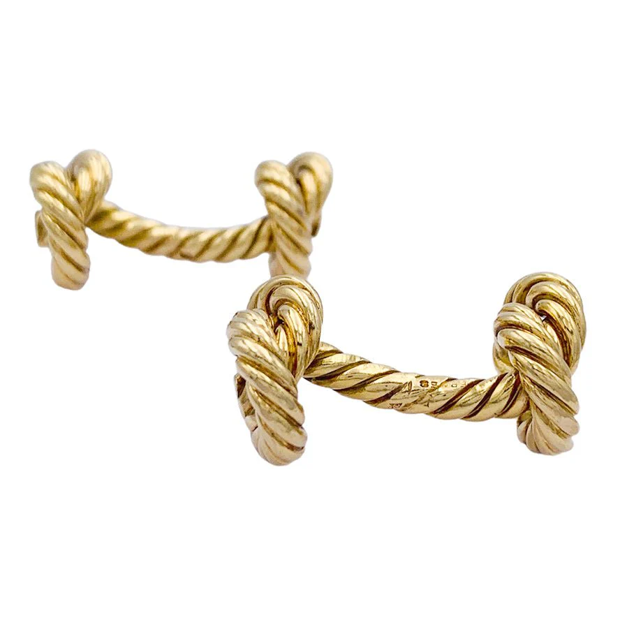 Boutons de manchette HERMÈS "Noeuds" en or jaune - Image 4