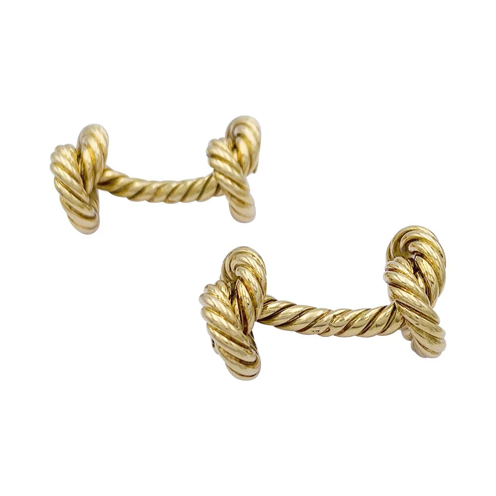 Boutons de manchette HERMÈS "Noeuds" en or jaune - Image 5