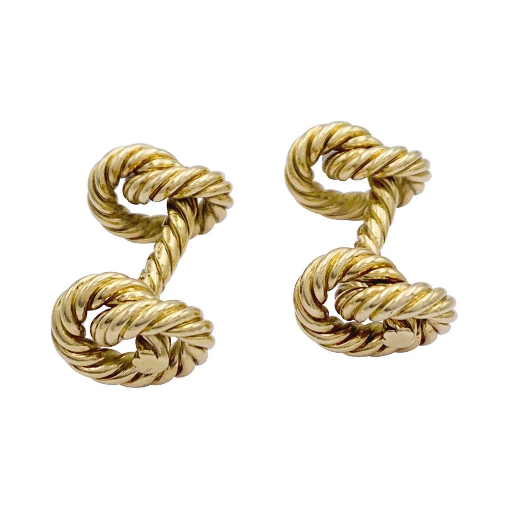 Boutons de manchette HERMÈS "Noeuds" en or jaune - Image 7