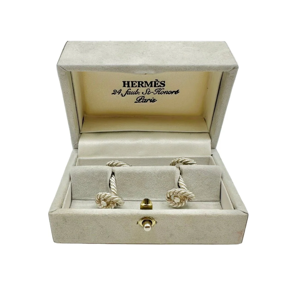 Boutons de manchette HERMÈS "Noeuds" en argent - Image 2