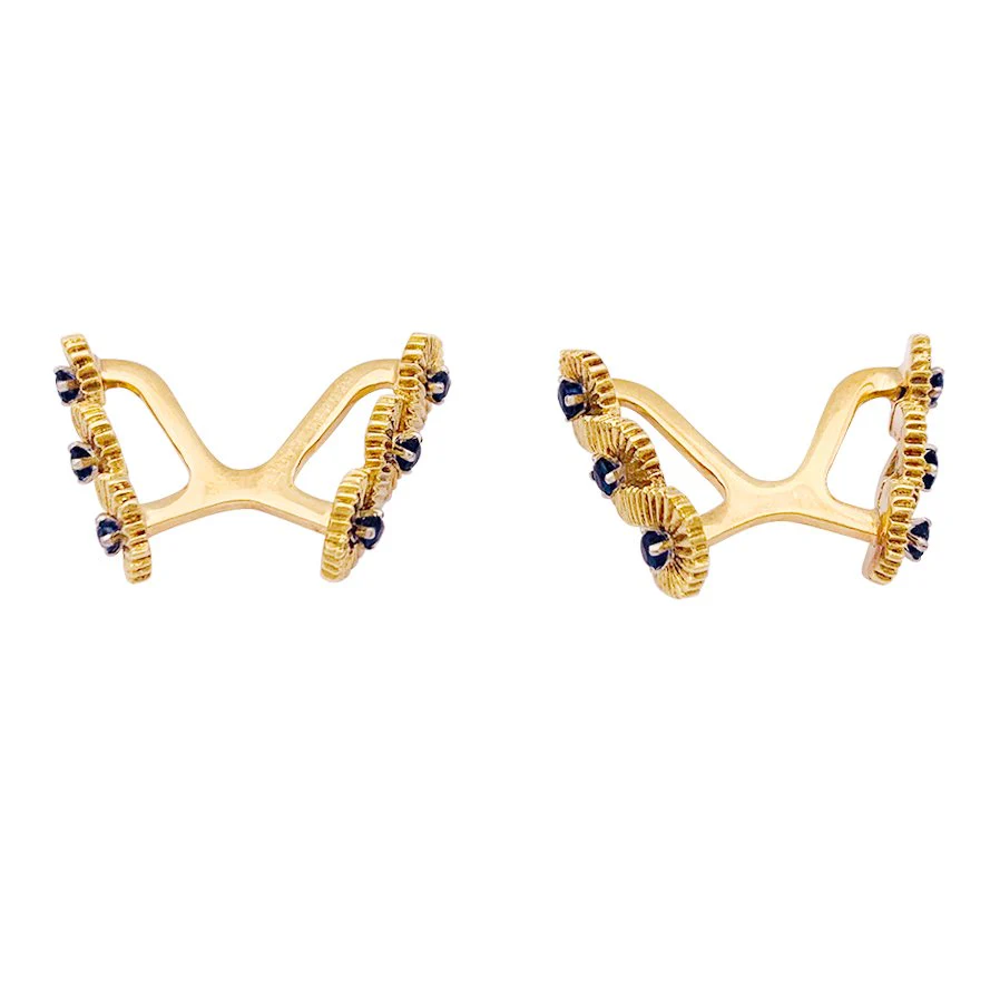 Boutons de manchette HERMÈS en or jaune, or blanc et saphirs - Image 4