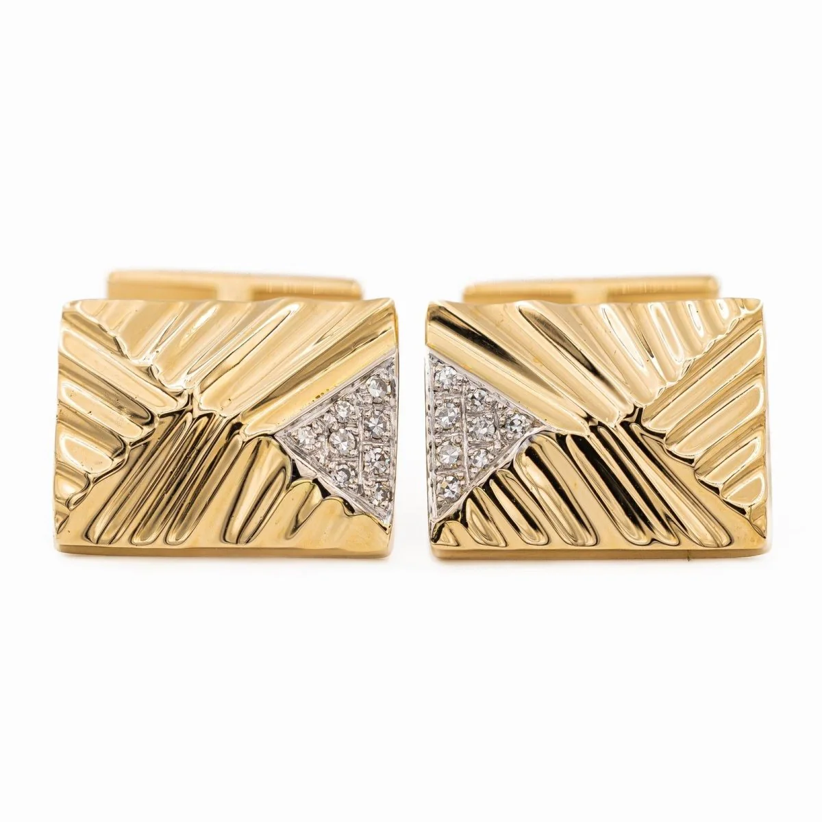 Boutons de manchette en or jaune et diamants