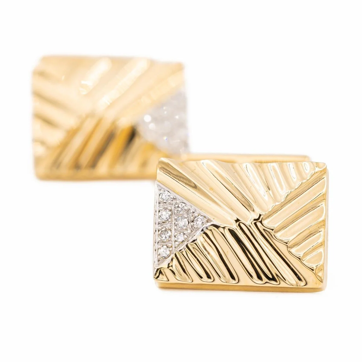 Boutons de manchette en or jaune et diamants - Image 6