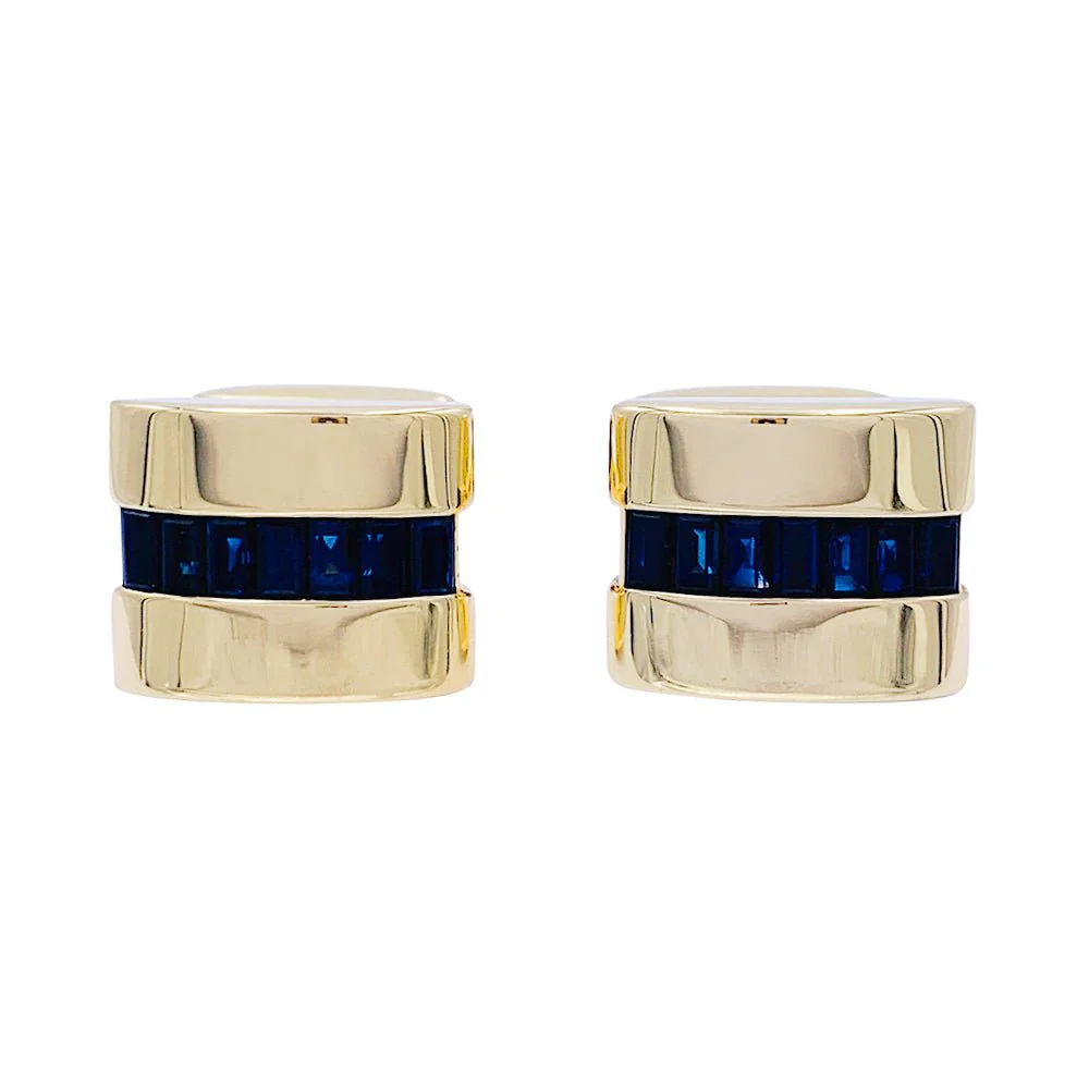 Boutons de manchette Van Cleef & Arpels en or jaune et saphirs