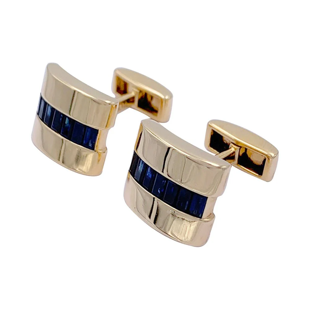 Boutons de manchette Van Cleef & Arpels en or jaune et saphirs - Image 6