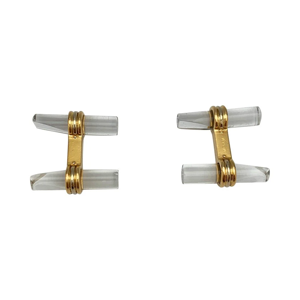 Boutons de manchette VAN CLEEF & ARPELS en or jaune, quartz et hématites - Image 7