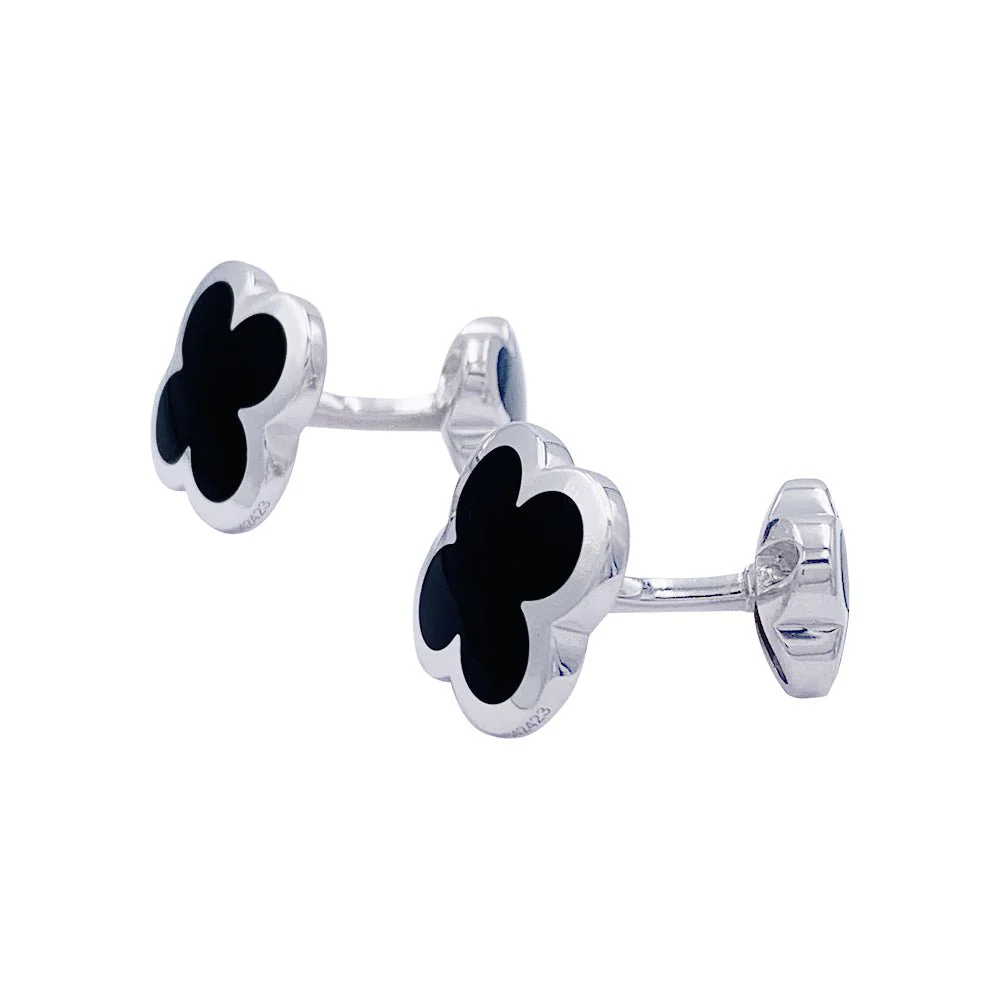 Boutons de manchette Van Cleef & Arpels, "Pure Alhambra", or blanc, onyx. - Image 3