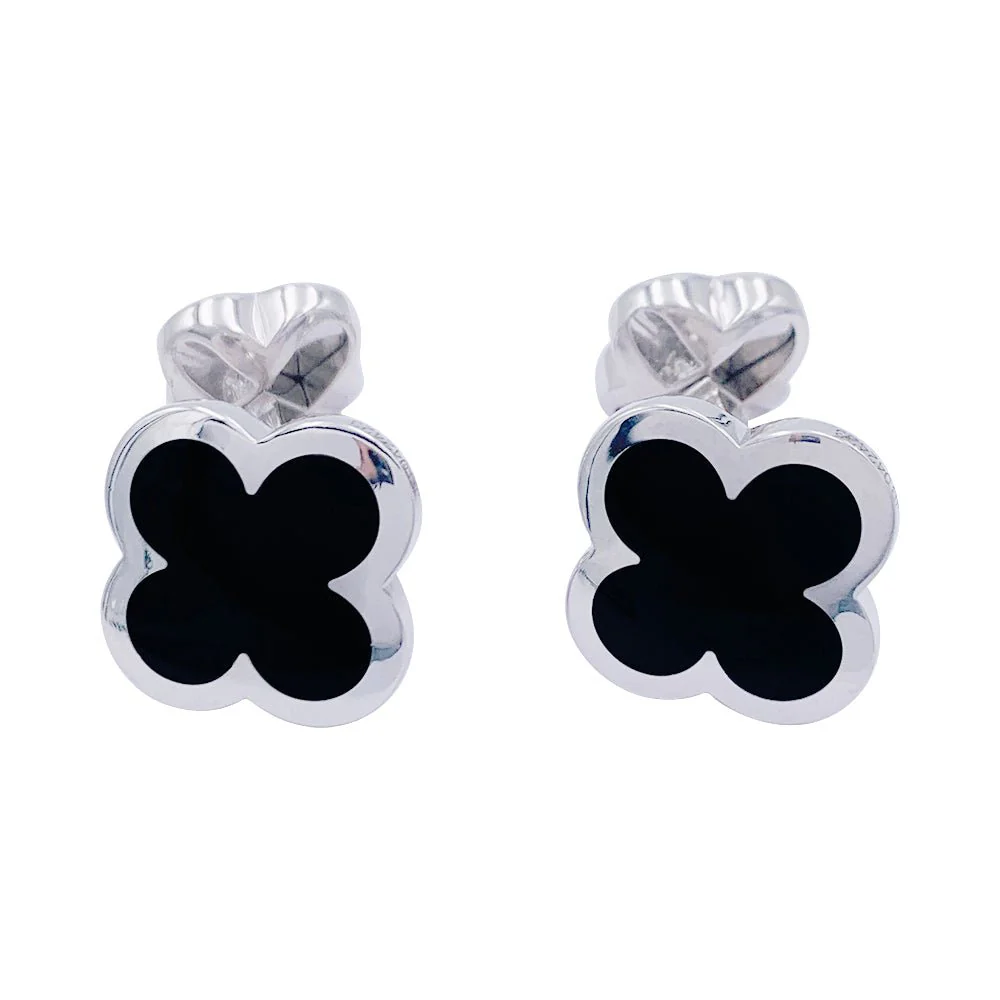 Boutons de manchette Van Cleef & Arpels, "Pure Alhambra", or blanc, onyx. - Image 5