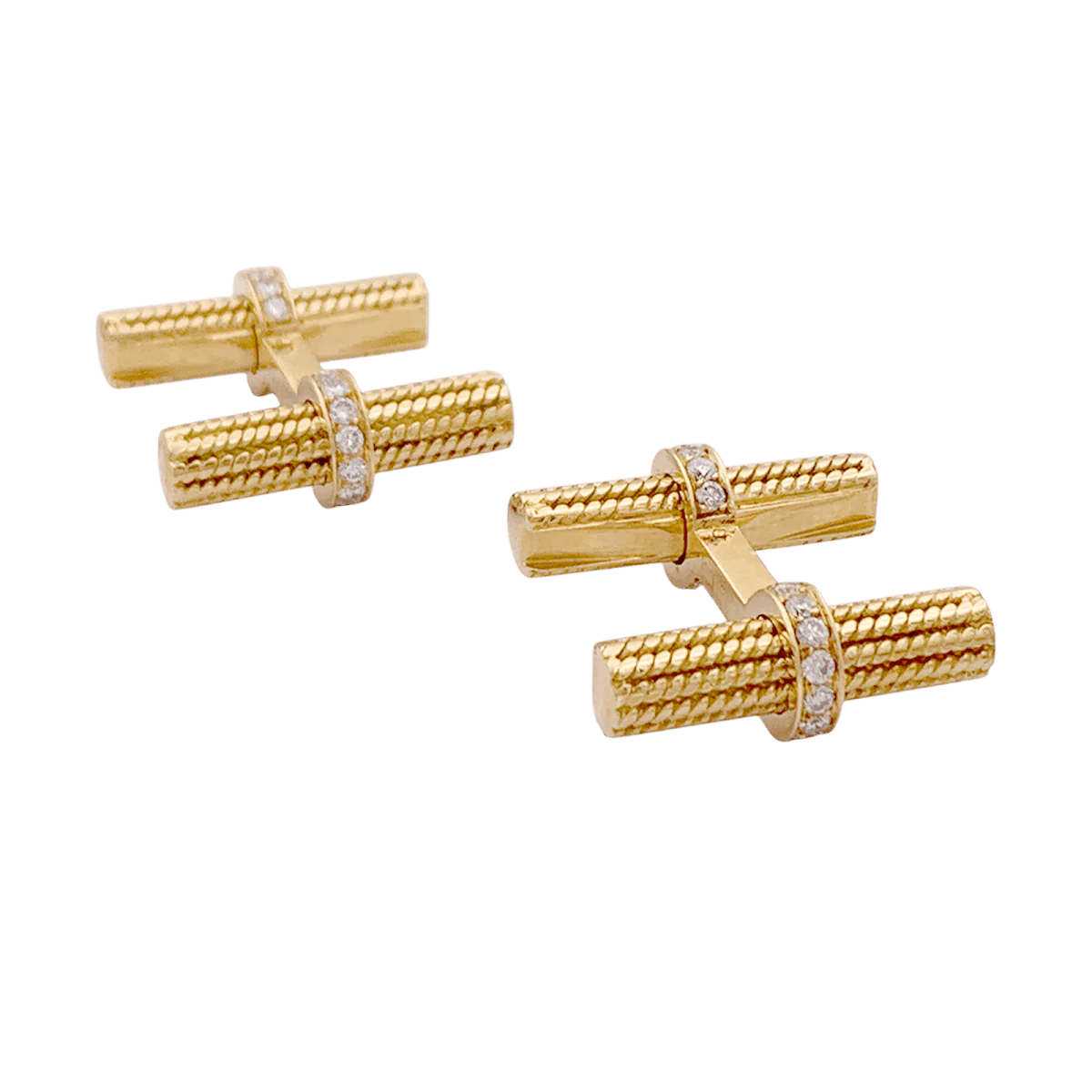 Boutons de manchette VAN CLEEF ET ARPELS. en or jaune et diamants - Image 2