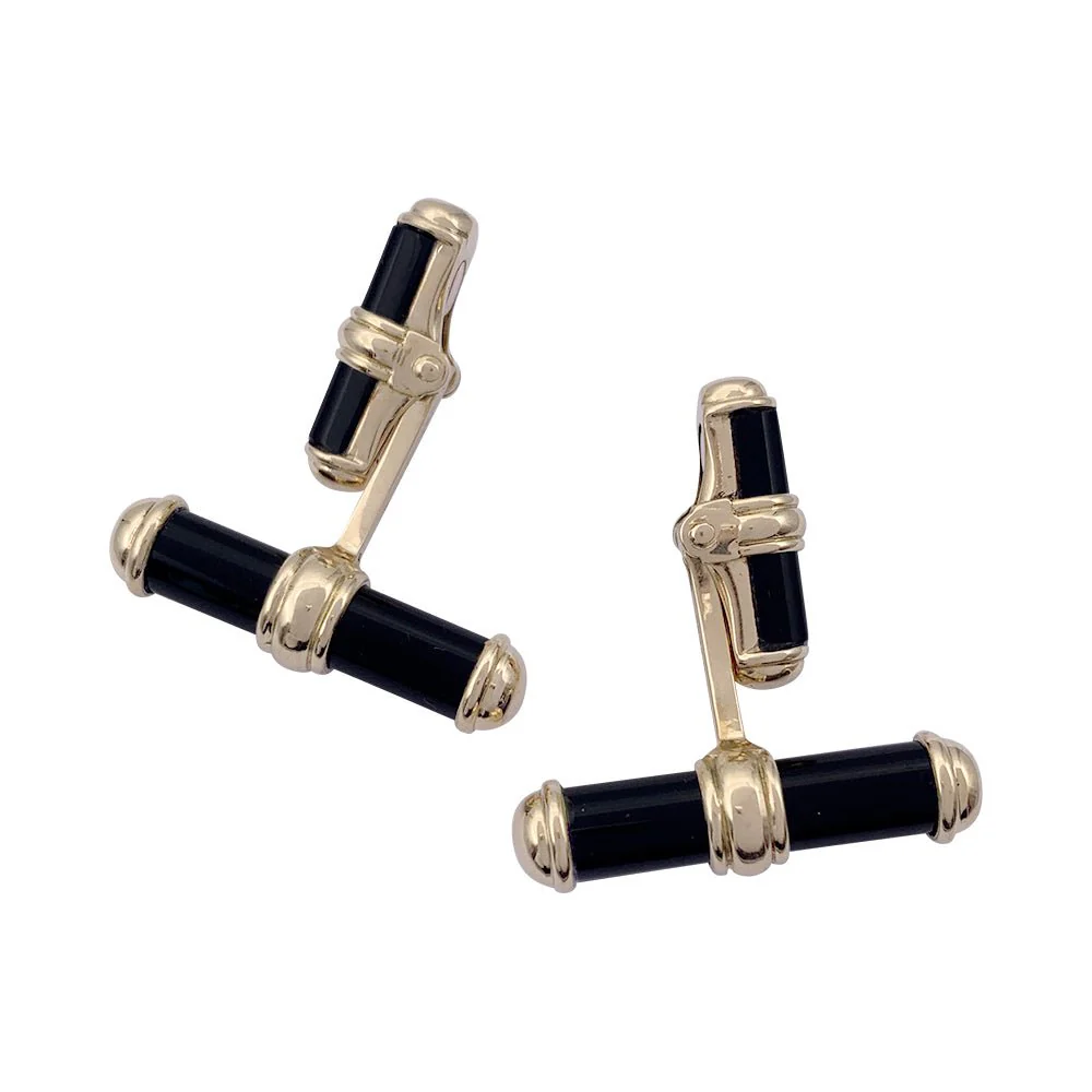Boutons de manchette VAN CLEEF & ARPELS en or jaune et onyx