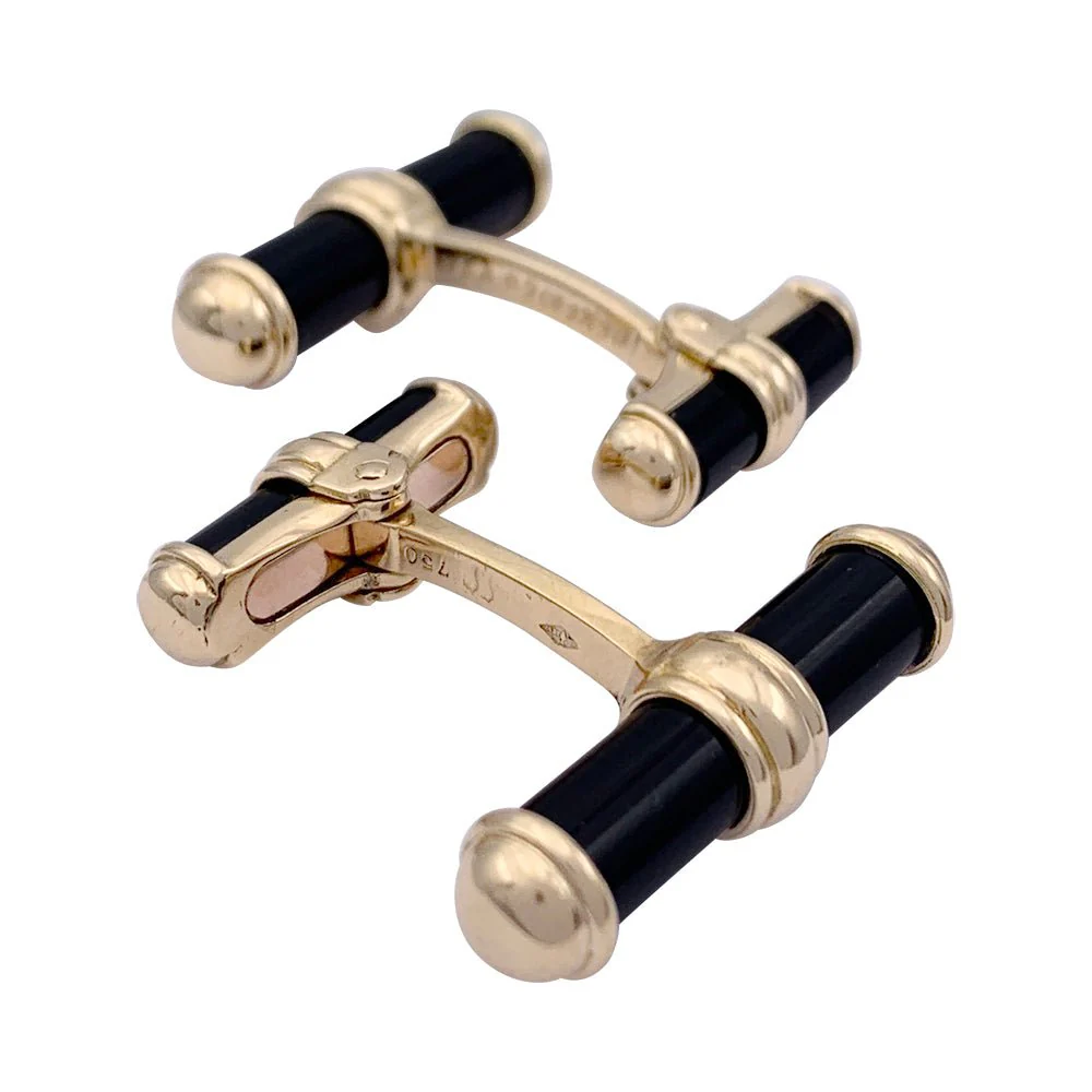 Boutons de manchette VAN CLEEF & ARPELS en or jaune et onyx - Image 2