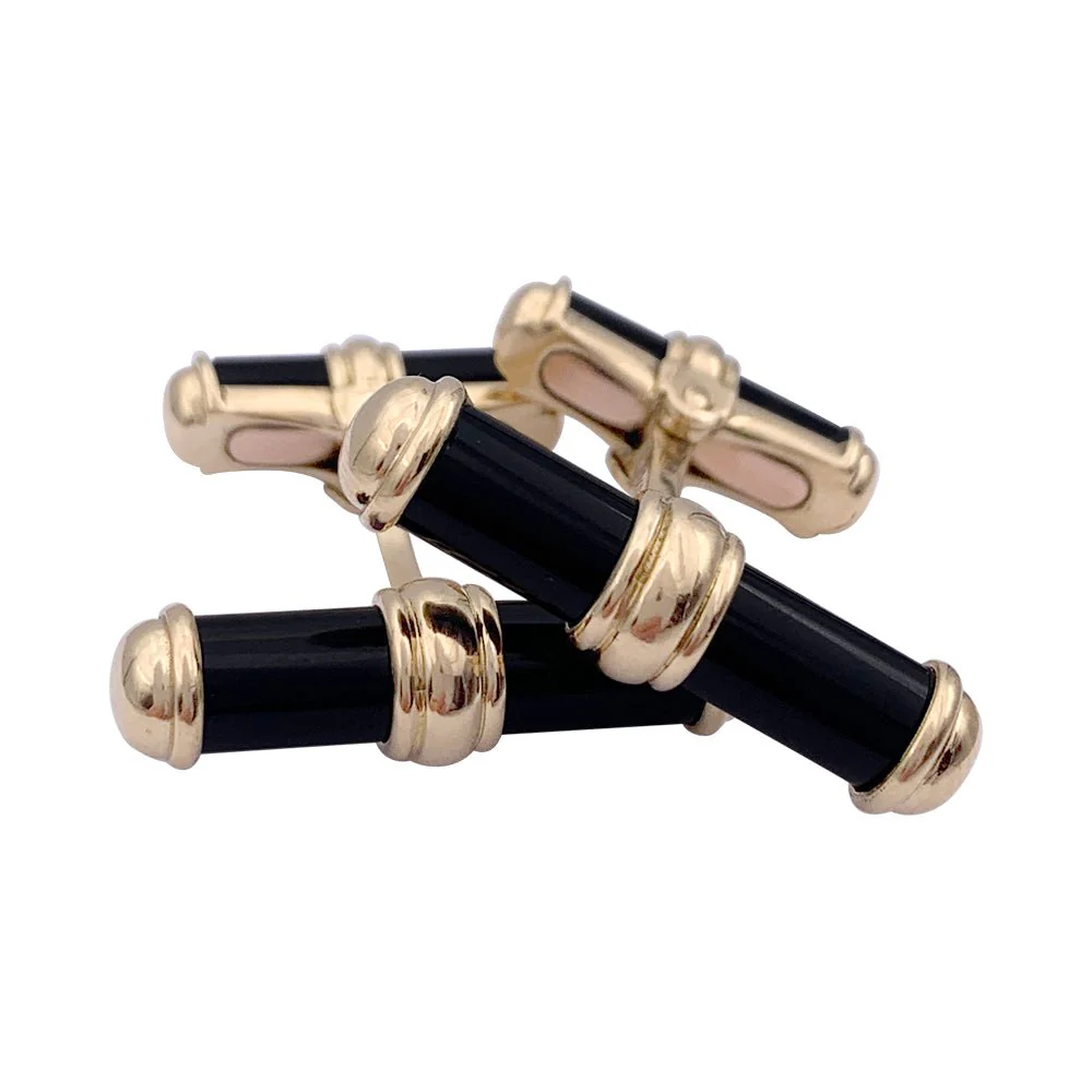 Boutons de manchette VAN CLEEF & ARPELS en or jaune et onyx - Image 3