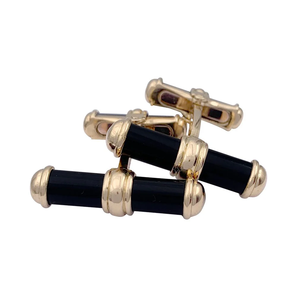 Boutons de manchette VAN CLEEF & ARPELS en or jaune et onyx - Image 5