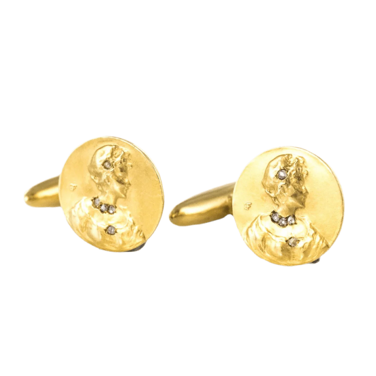 Boutons de manchette en or jaune et diamants - Image 3