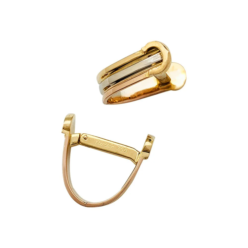 Boutons de manchettes Cartier "Mini Ressort CC" trois ors - Image 3