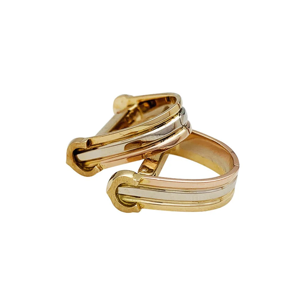 Boutons de manchettes Cartier "Mini Ressort CC" trois ors - Image 5