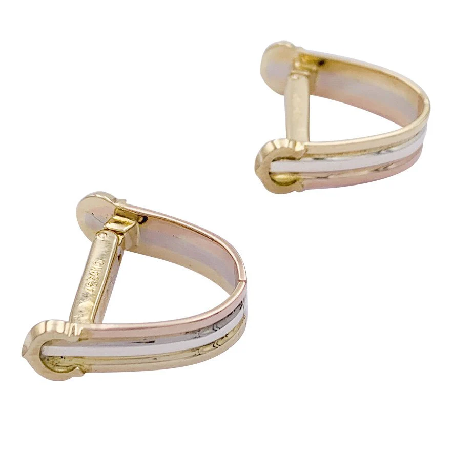 Boutons de manchettes Cartier "Mini Ressort CC" trois ors - Image 7
