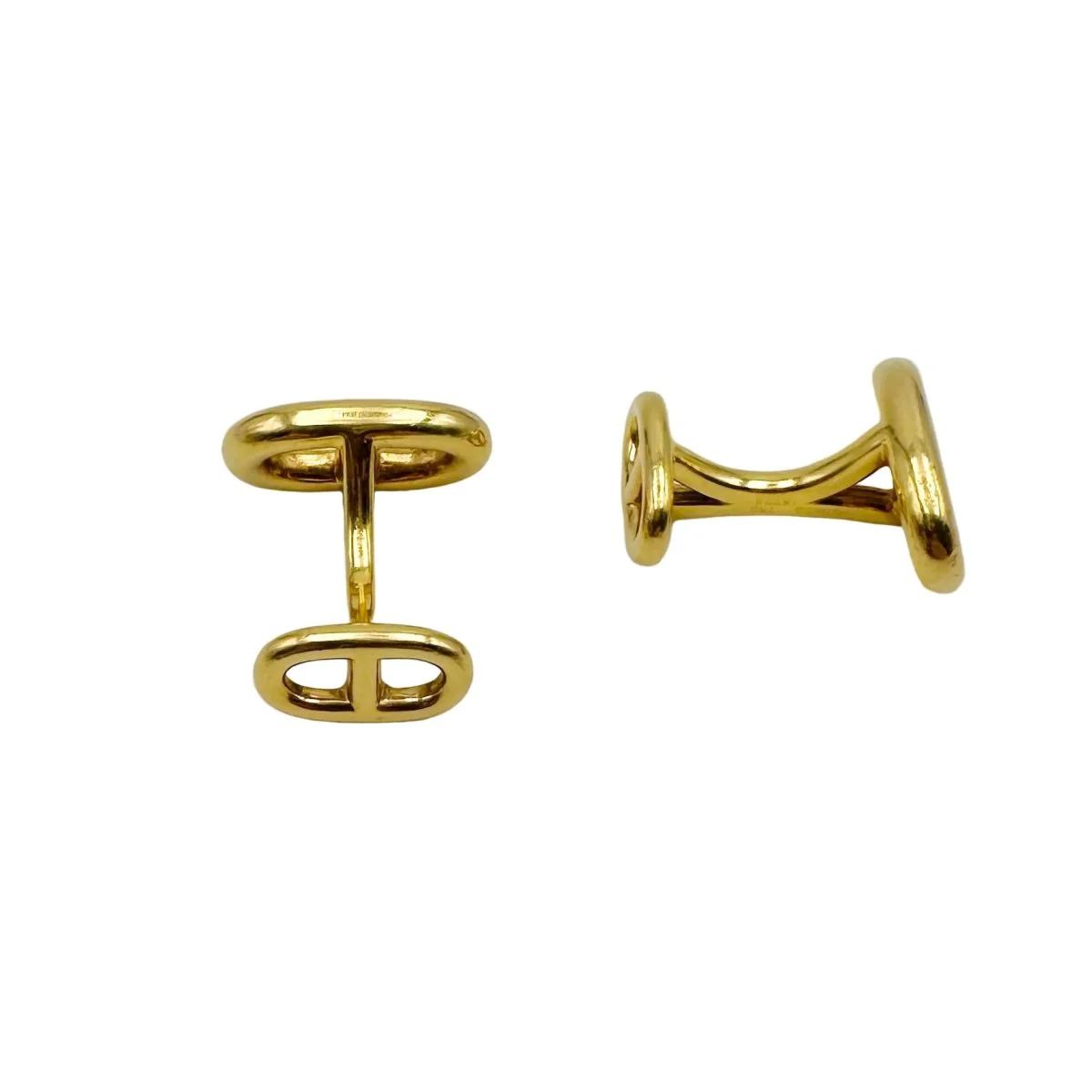 Boutons de Manchettes HERMÈS "Chaîne d'ancre" en or jaune - Image 3