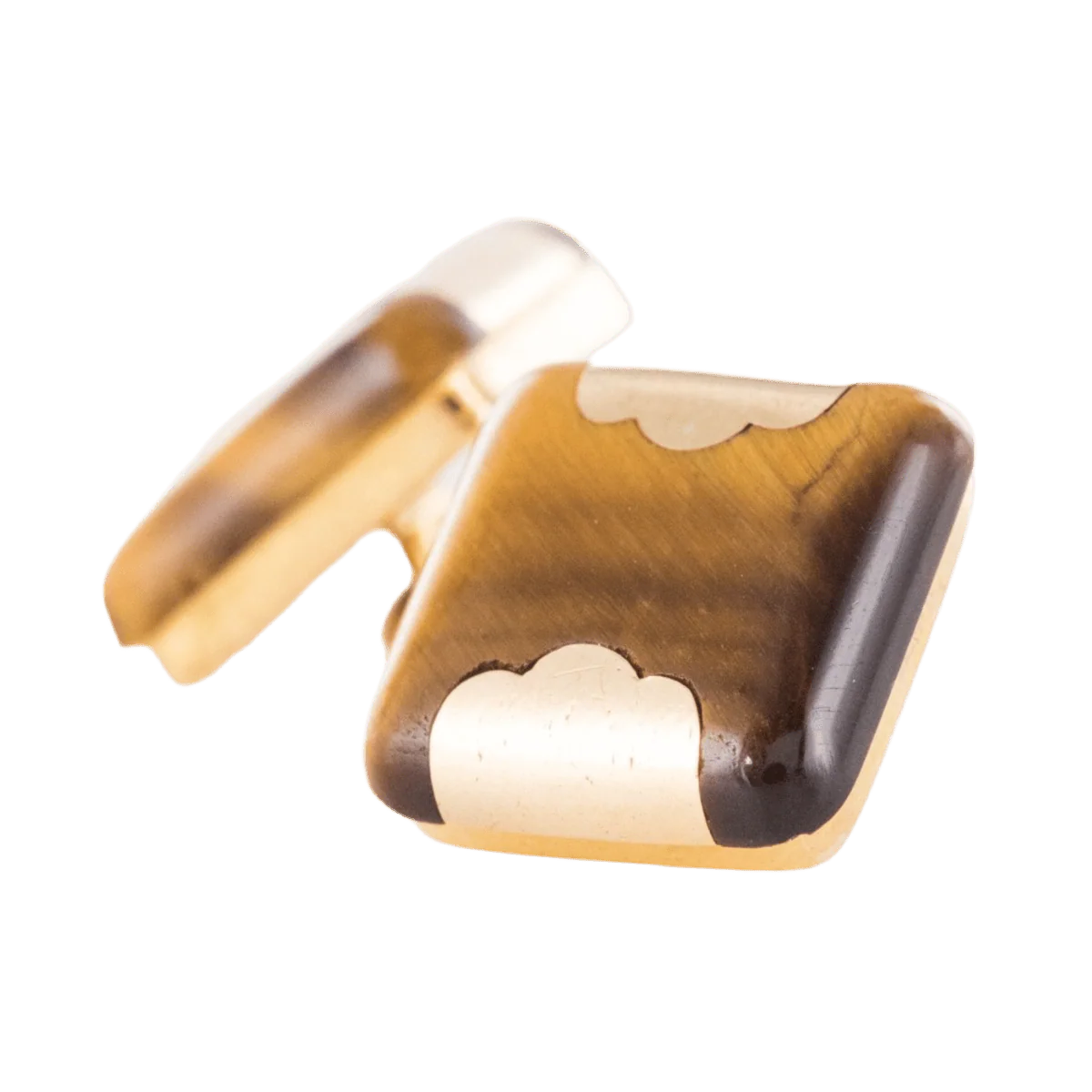Boutons de manchette en or jaune et oeil de tigre - Image 3