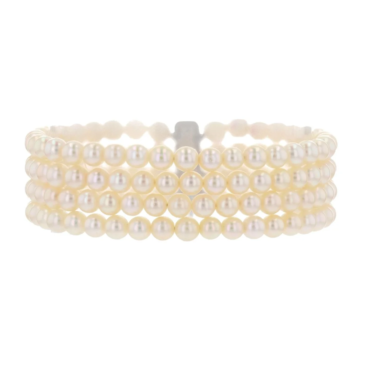 Bracelet 4 rangs en or blanc et perles de culture - Image 8