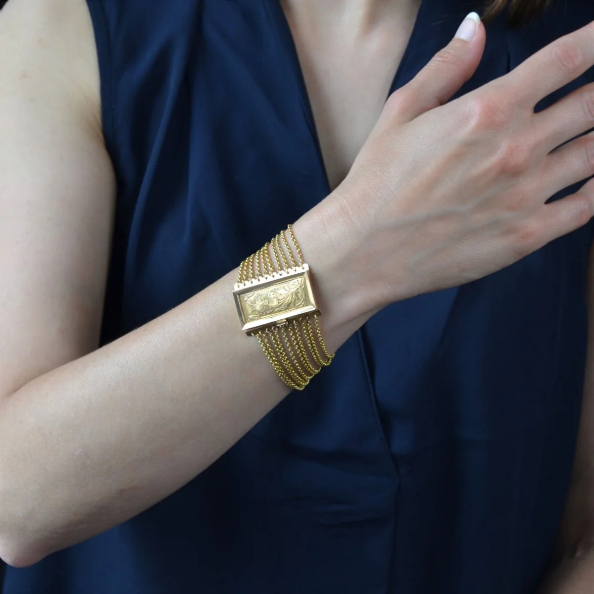 Bracelet Manchette en or rose - Image 2