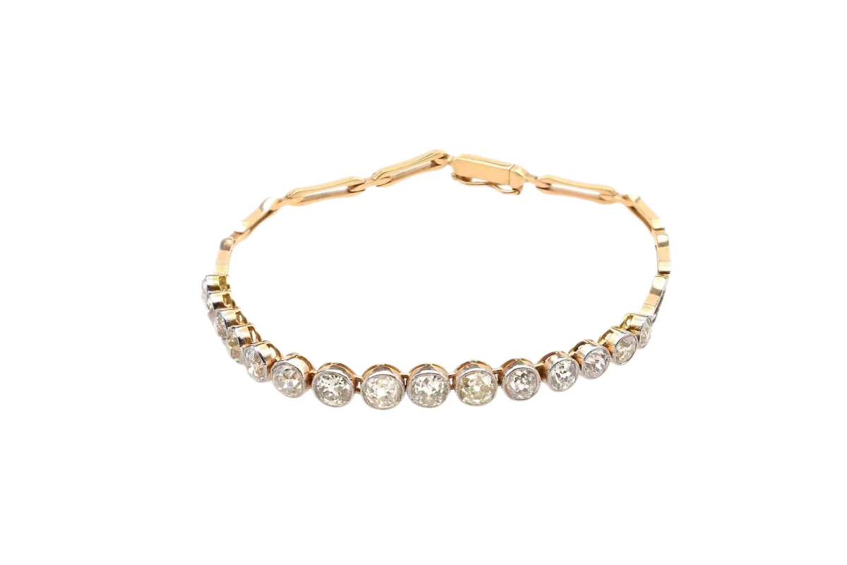 Bracelet souple en or jaune et diamants