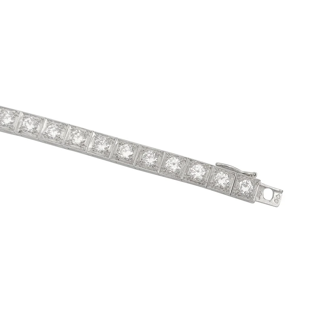 Bracelet ancien diamants, platine - Image 7