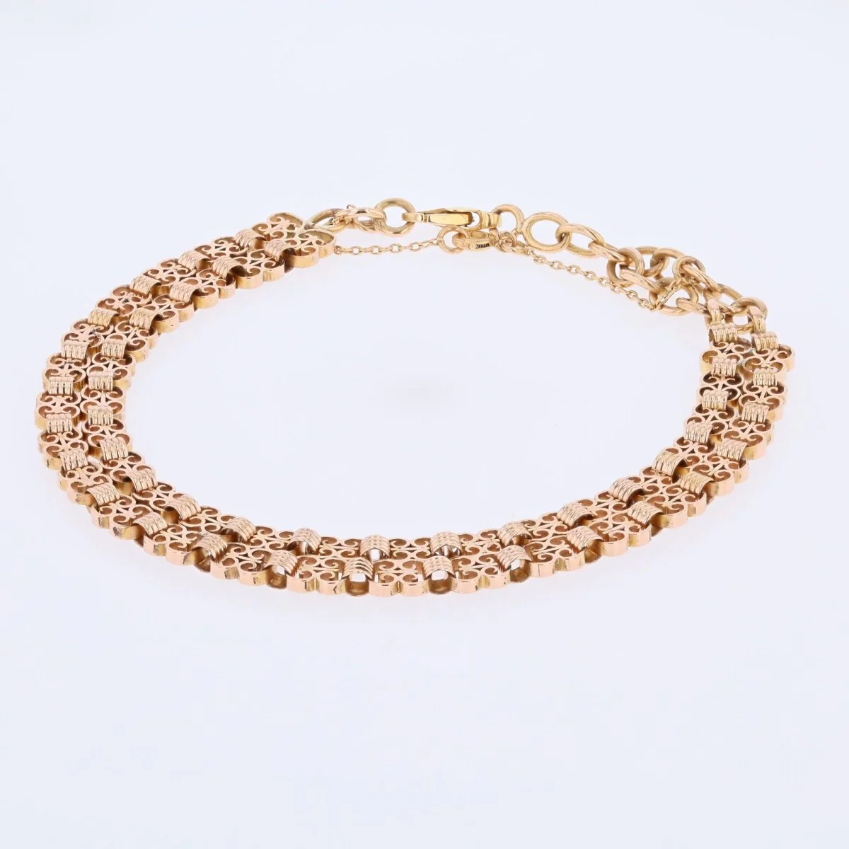 Bracelet ancien double rangs en or rose - Image 4