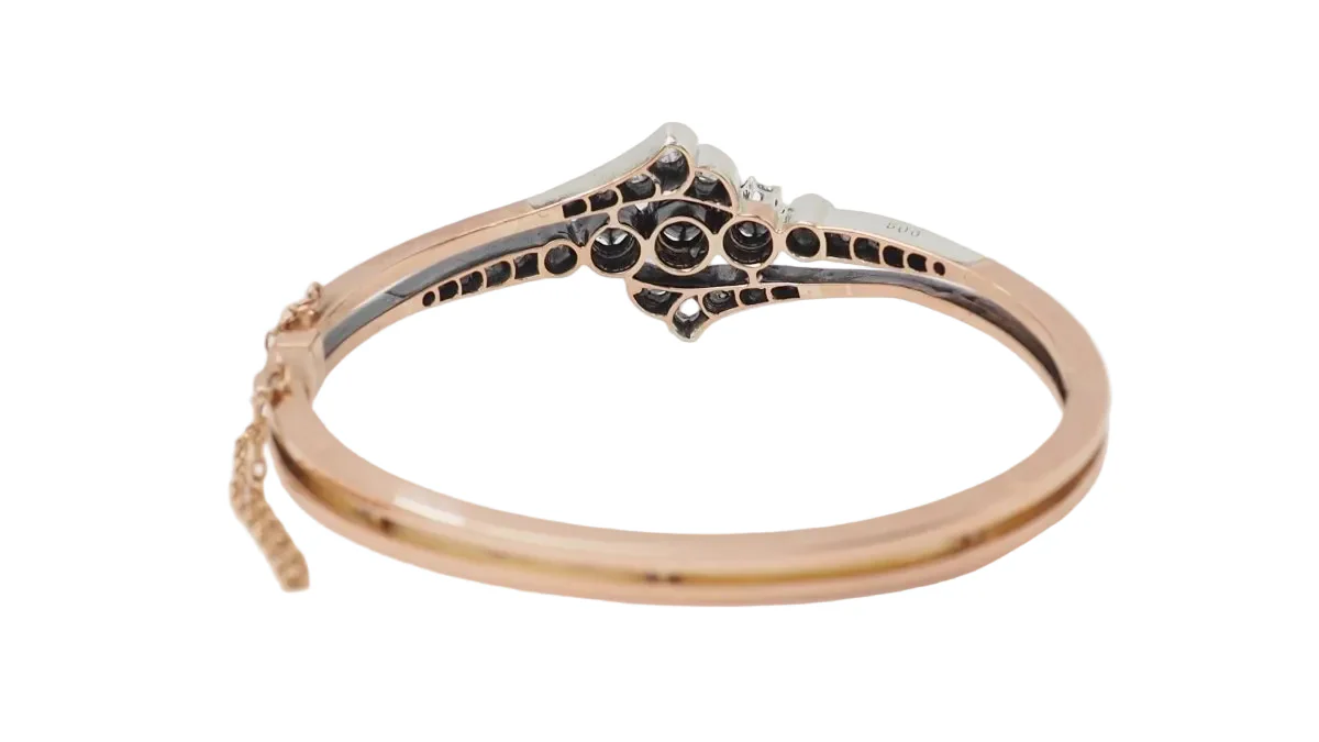 Bracelet Jonc en or rose, argent et diamants - Image 4