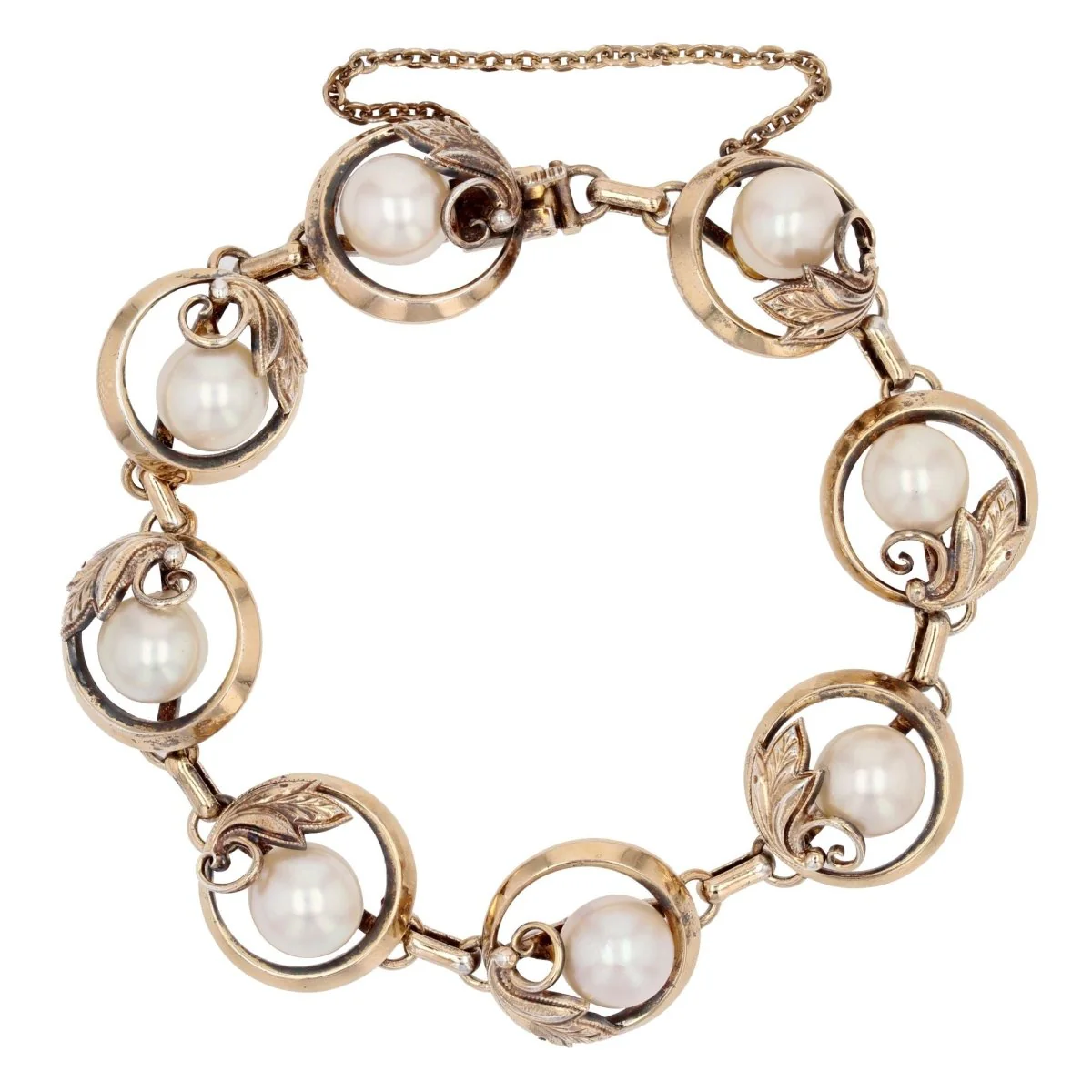 Bracelet Breloque en or jaune, vermeil, argent et perle