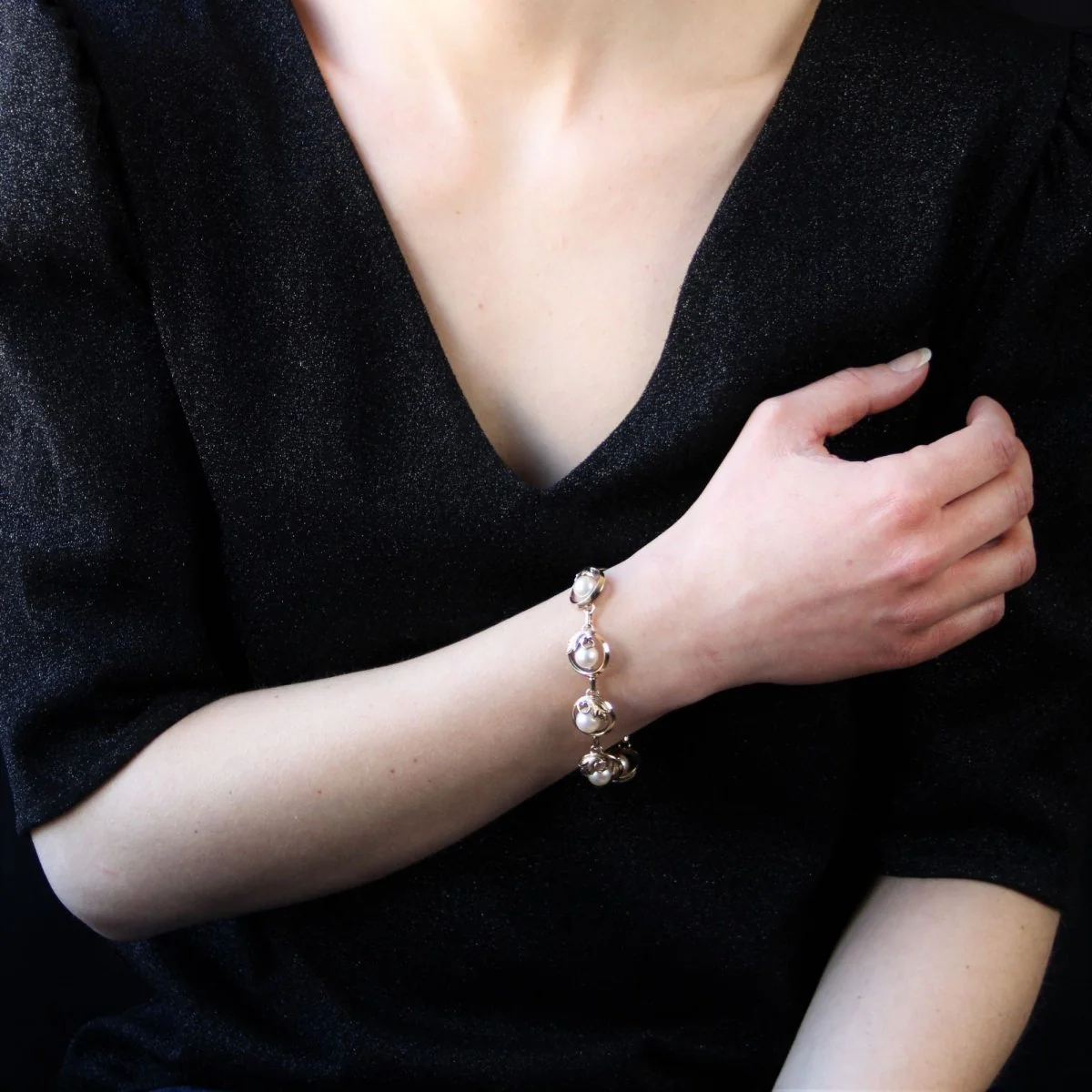 Bracelet Breloque en or jaune, vermeil, argent et perle - Image 2