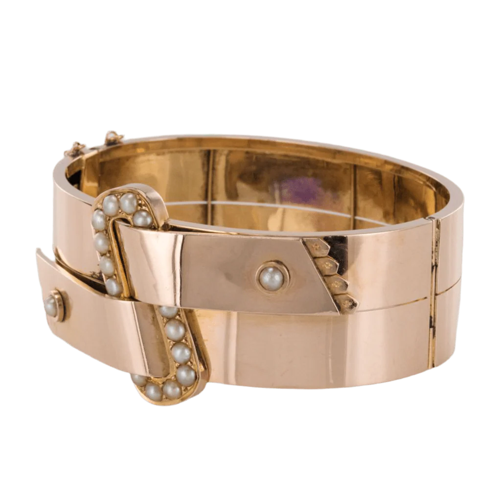 Bracelet Jonc en or rose et perles